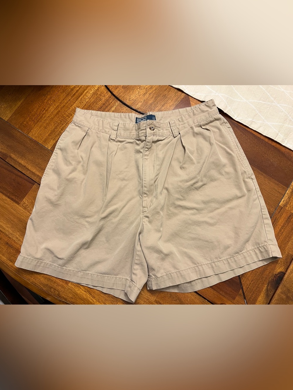 Polo Ralph Lauren Andrew Shorts Khaki Pleated Classic Size 32 - Picture 2 of 5